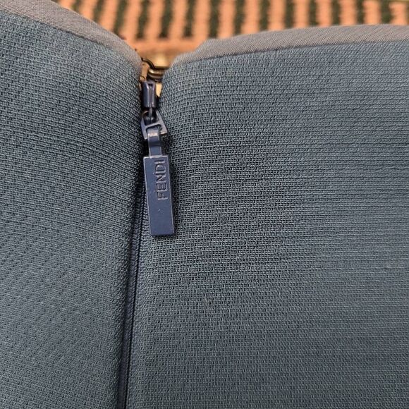 Fendi Blue Trumpet Bell Sleeve Floral Appliqué Sheath Dress Sz 40 US S Wool Silk - Picture 10 of 16